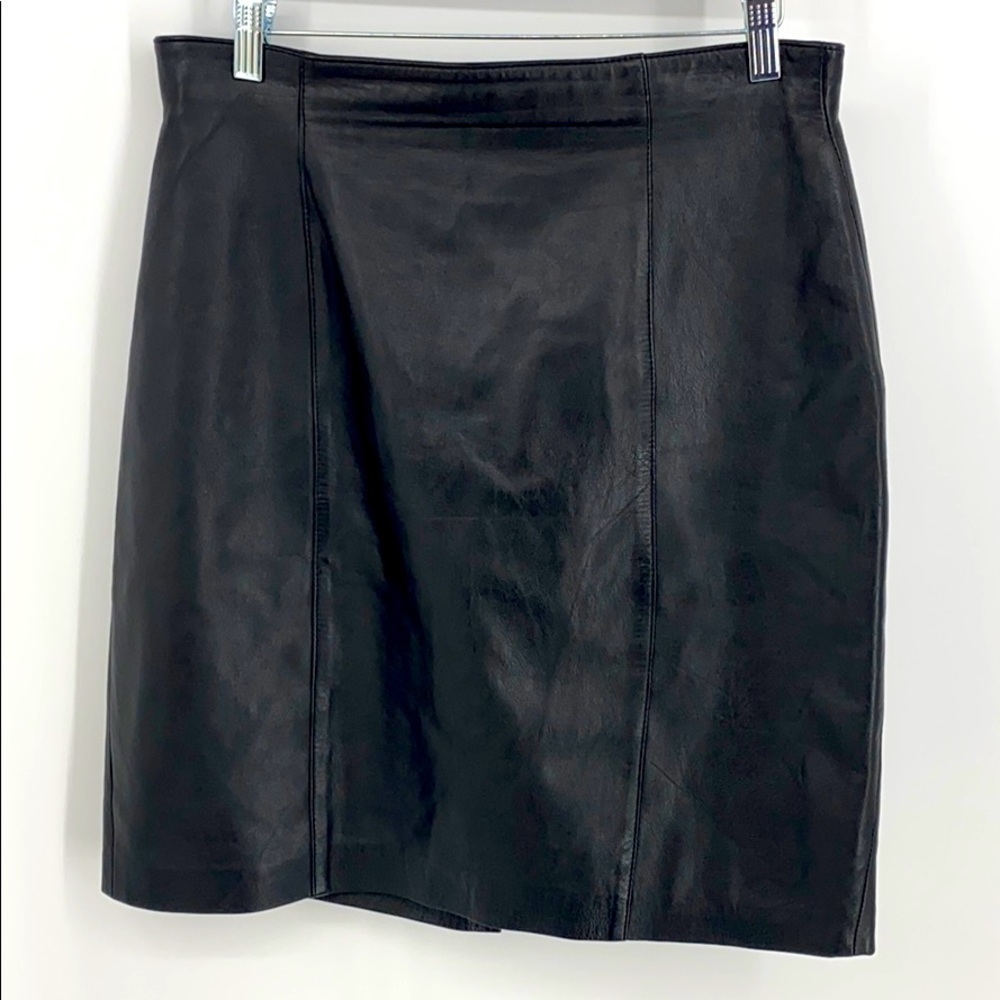 Evan Davies Leather Black Bikercore Gorpcore mini Skirt SZ S